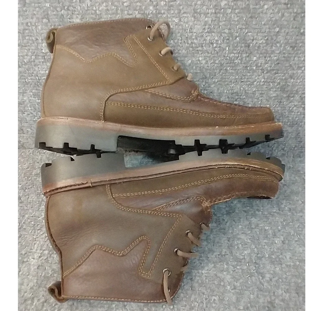 Cole Haan Womens 7N Brown Leather Moc Toe Lace Up‎ Ankle Lug Sole Boots F4437